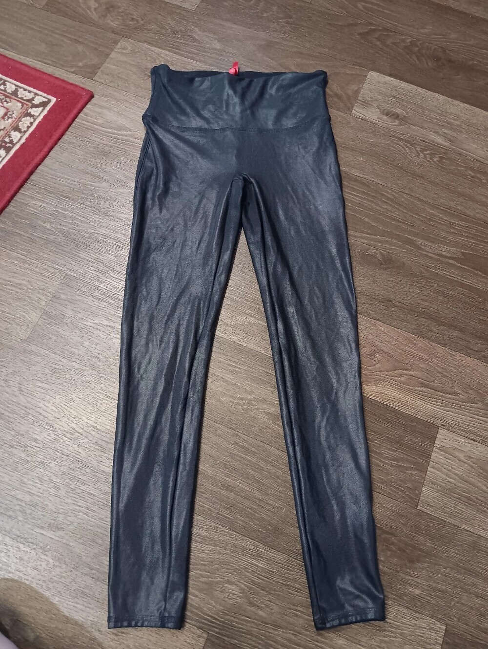 SPANX Black Faux Leather Moto Leggings Women’s Sz XL